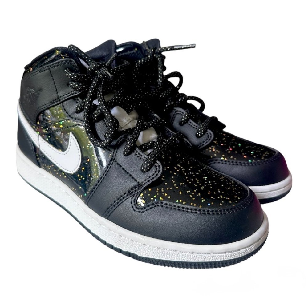 Air Jordan 1 Mid SE GS Black Glitter